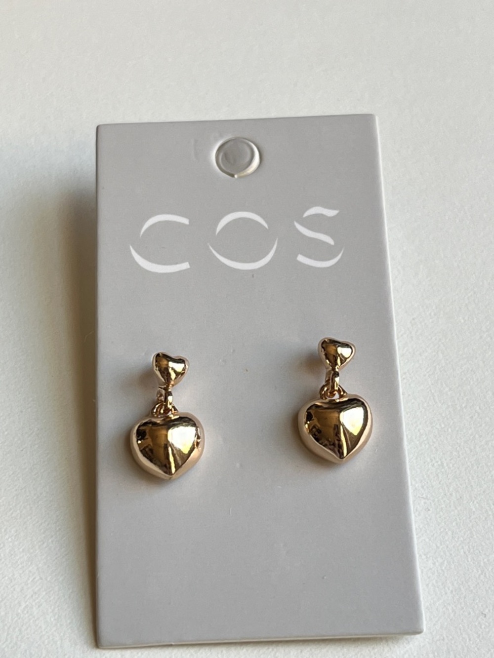 COS Polished Gold Heart Drop Earrings